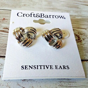 Silver Tone Hypoallergenic Knot Stud Earrings